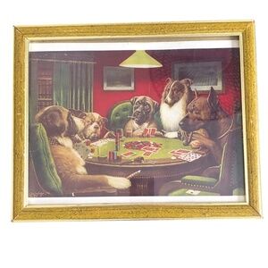 Bold Bluff Dogs Playing Poker Framed Art Print Wall Decor | Man Cave Home Accent